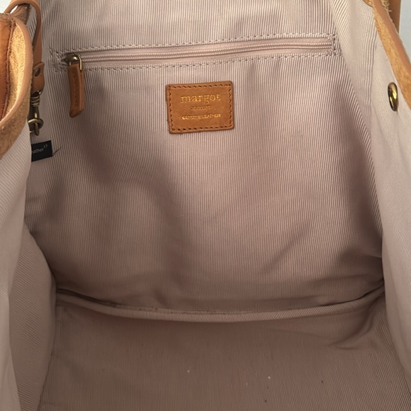 Margot New York Women's Suede Tote Bag Medium Sized Double Straps - Picture 7 of 13